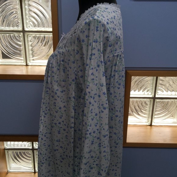 Eileen West Button Front Full Length Gown/Robe with Bluebell Print Size S - Picture 9 of 15